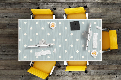 Large desk mat table protector white dots