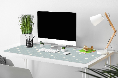 Large desk mat table protector white dots