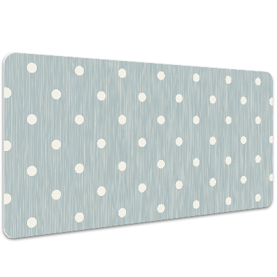 Large desk mat table protector white dots