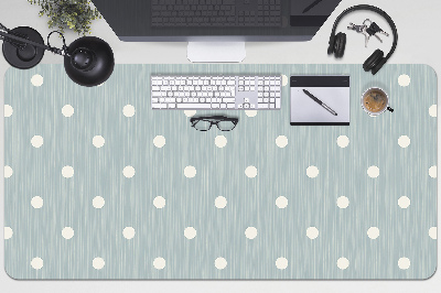 Large desk mat table protector white dots