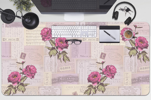 Desk pad Paper and peonies