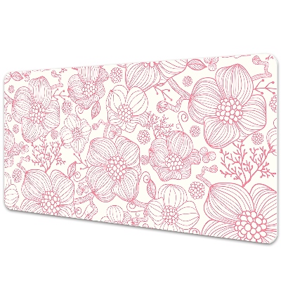 Large desk mat table protector flowers contour