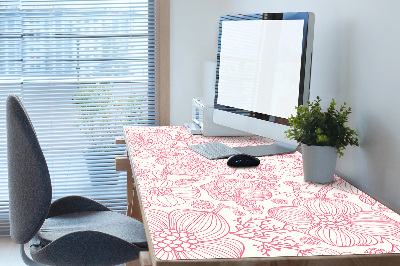 Large desk mat table protector flowers contour