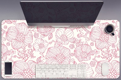 Large desk mat table protector flowers contour