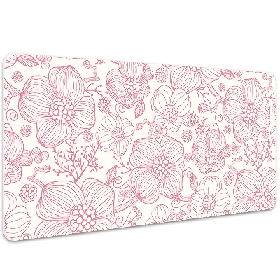 Large desk mat table protector flowers contour