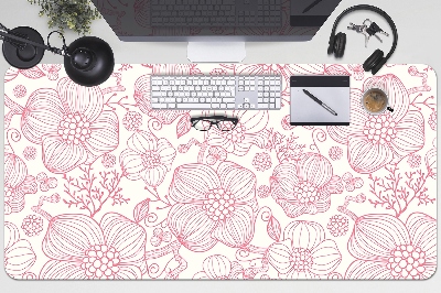 Large desk mat table protector flowers contour