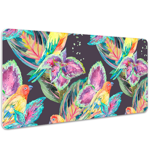 Large desk mat table protector colorful parrots