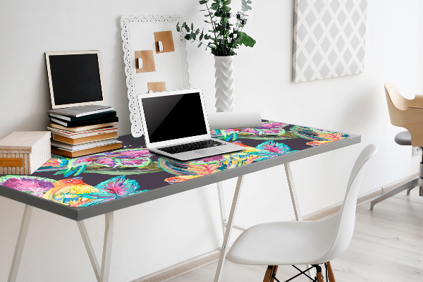 Large desk mat table protector colorful parrots
