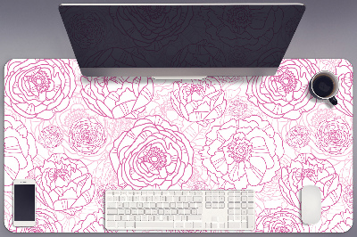 Large desk mat table protector pink flowers