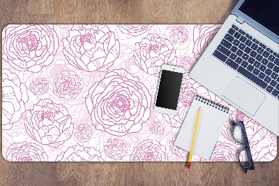 Large desk mat table protector pink flowers