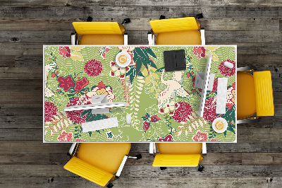 Large desk mat table protector fauna and Flora