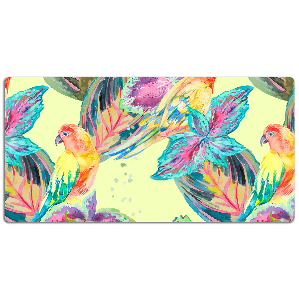 Large desk mat table protector colorful parrots