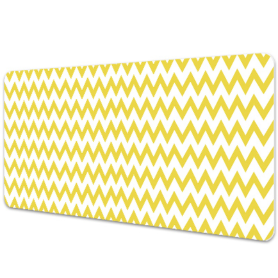 Large desk mat table protector yellow zigzags