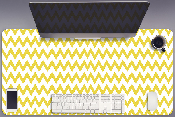 Large desk mat table protector yellow zigzags