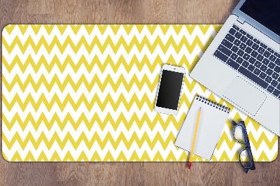 Large desk mat table protector yellow zigzags