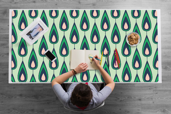 Large desk mat table protector green teardrop