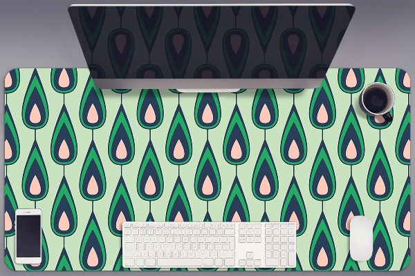 Large desk mat table protector green teardrop