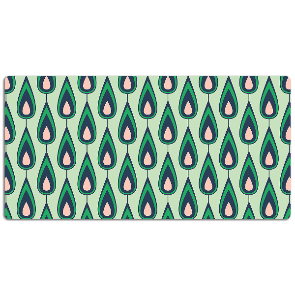 Large desk mat table protector green teardrop