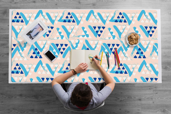 Large desk mat table protector triangles pattern