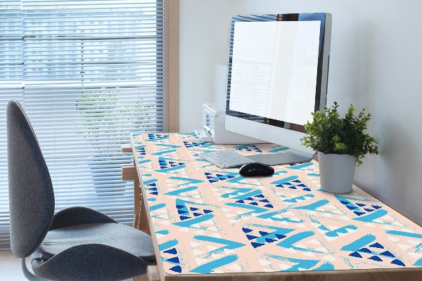 Large desk mat table protector triangles pattern