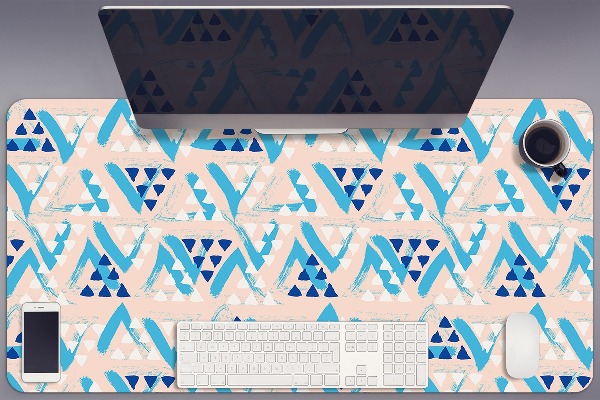 Large desk mat table protector triangles pattern