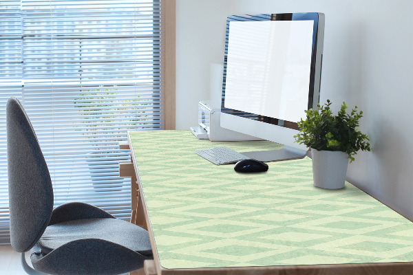 Large desk mat table protector green diamonds