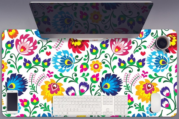 Large desk mat table protector folk art