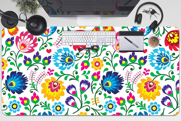 Large desk mat table protector folk art