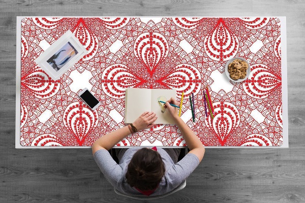Full desk protector red lace