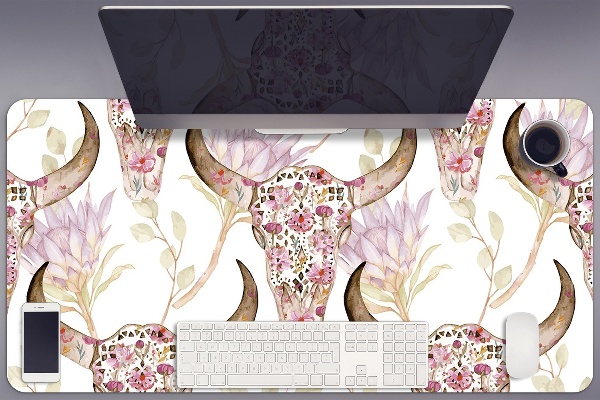 Full desk protector Skull in flowers