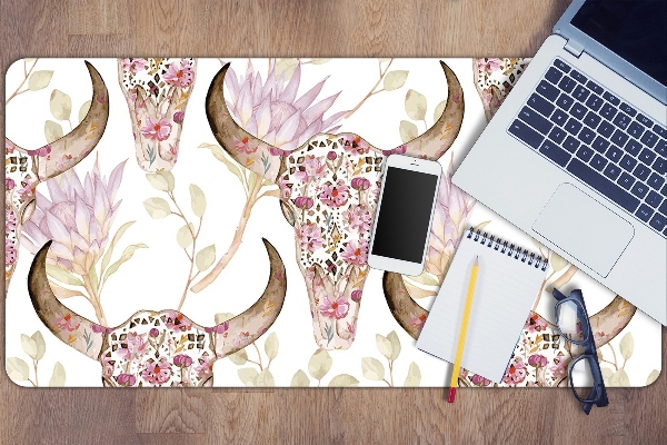 Full desk protector Skull in flowers