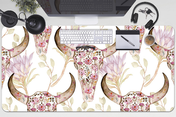 Full desk protector Skull in flowers