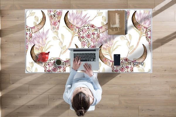 Full desk protector Skull in flowers