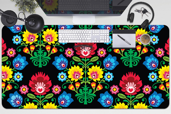 Large desk mat table protector folk art