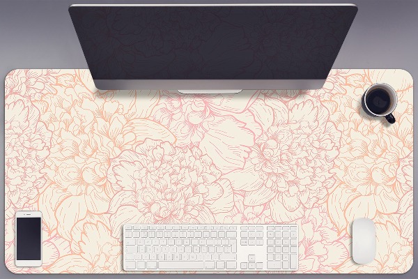 Full desk mat pink peonies