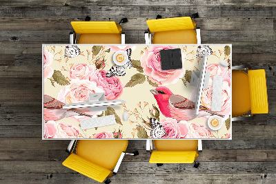 Desk mat Birds flowers butterflies