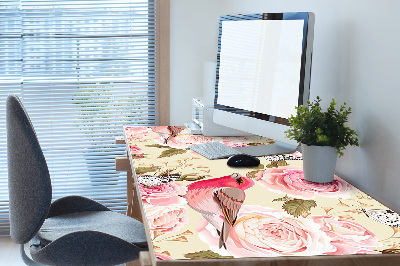 Desk mat Birds flowers butterflies