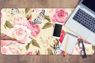 Desk mat Birds flowers butterflies