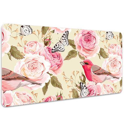 Desk mat Birds flowers butterflies