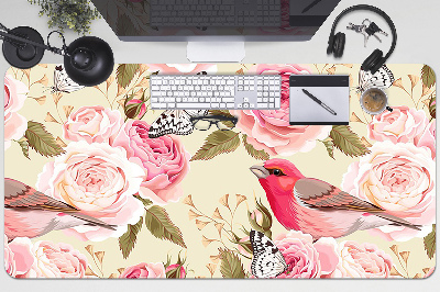 Desk mat Birds flowers butterflies