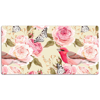 Desk mat Birds flowers butterflies