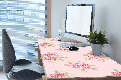 Large desk mat table protector pink bouquet