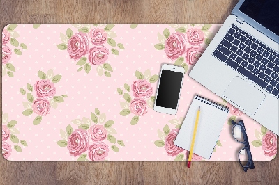 Large desk mat table protector pink bouquet