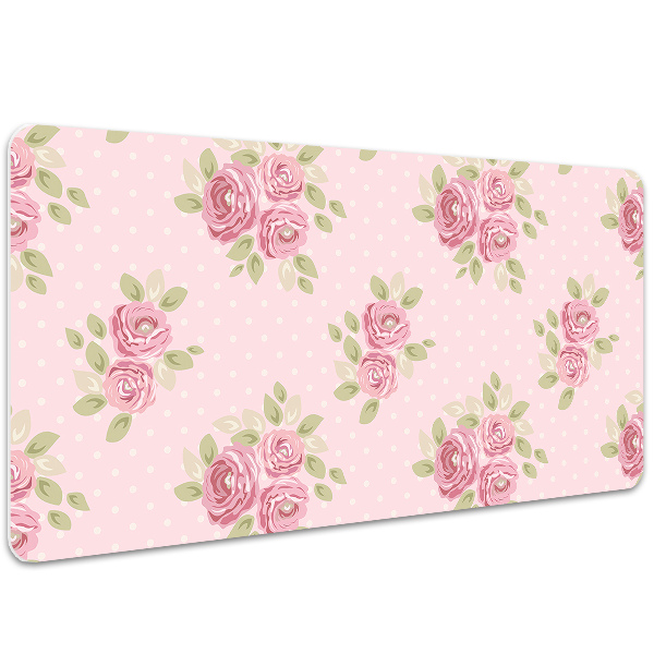 Large desk mat table protector pink bouquet