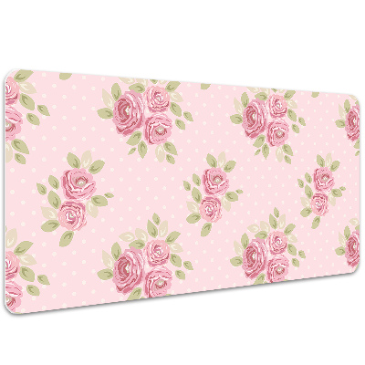 Large desk mat table protector pink bouquet