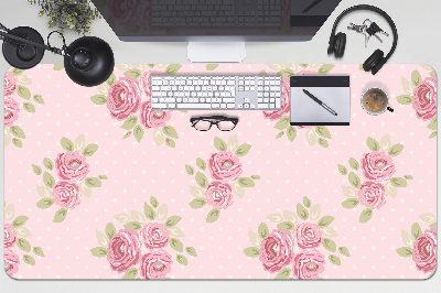 Large desk mat table protector pink bouquet