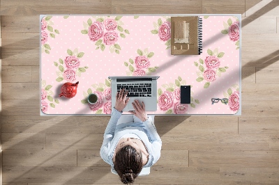 Large desk mat table protector pink bouquet