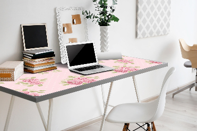 Large desk mat table protector pink bouquet