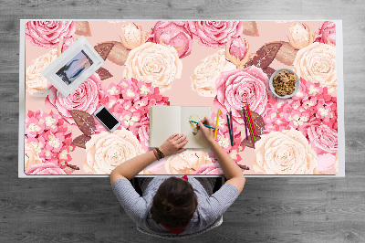 Full desk protector Roses and hydrangeas