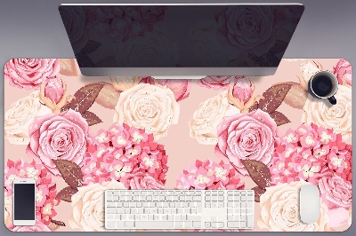 Full desk protector Roses and hydrangeas